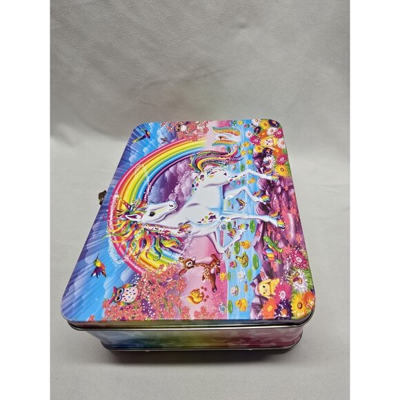 Lisa Frank ~UNICORN RAINBOW Tin Butterflies Metal Embossed Lunchbox Tin - Picture 4 of 15